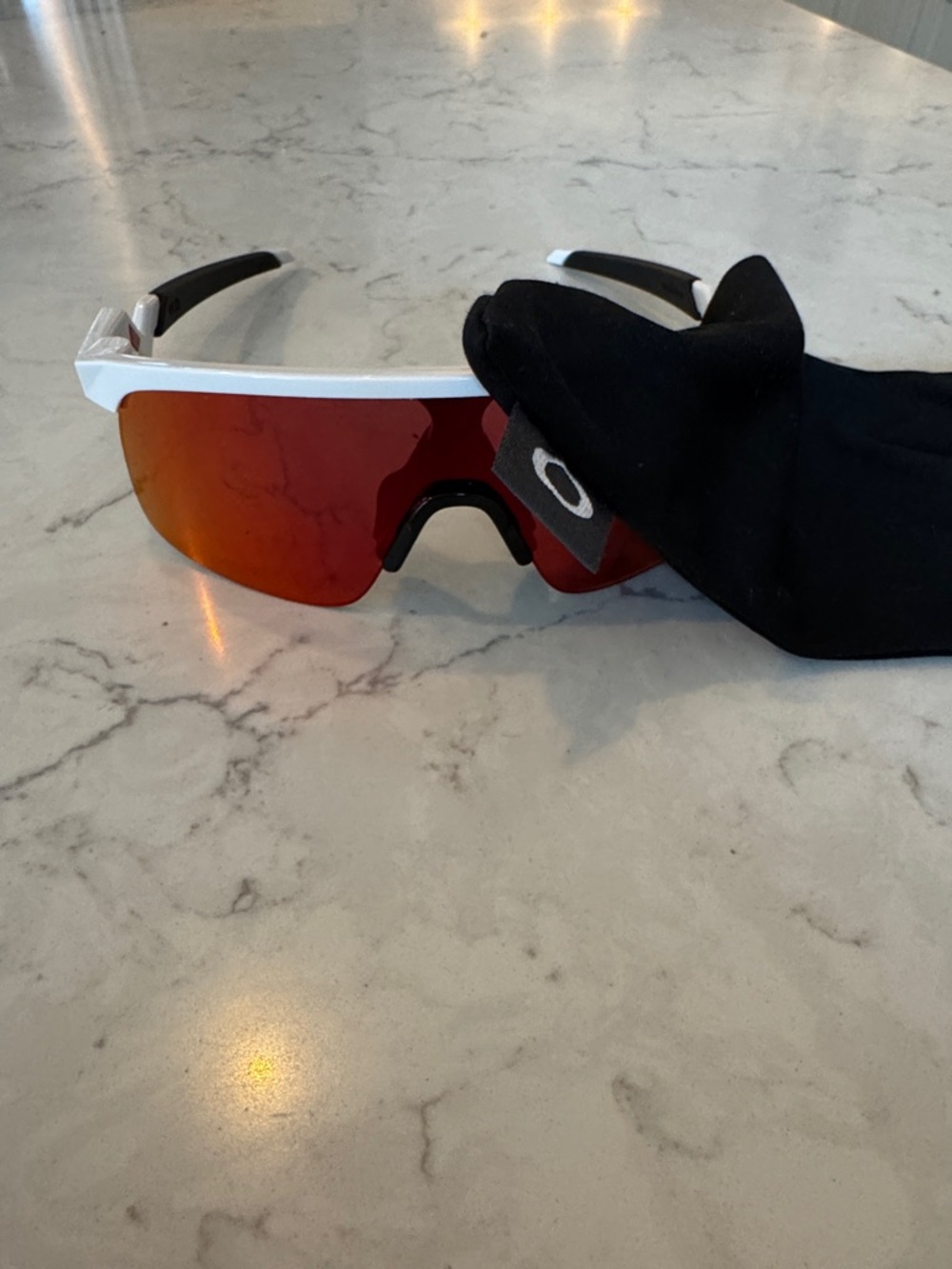 Oakley White Frame Sunglasses with Red-Orange Mirrored Lens - Picture 5 of 5